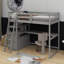 Lit mezzanine simple avec bureau et tablettes-980139249
