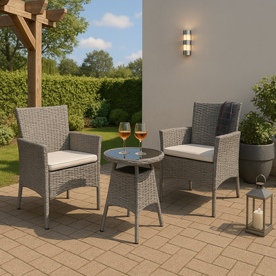 Sarenac 2 - Person Patio Dining Set with Round Table , Cushions Included