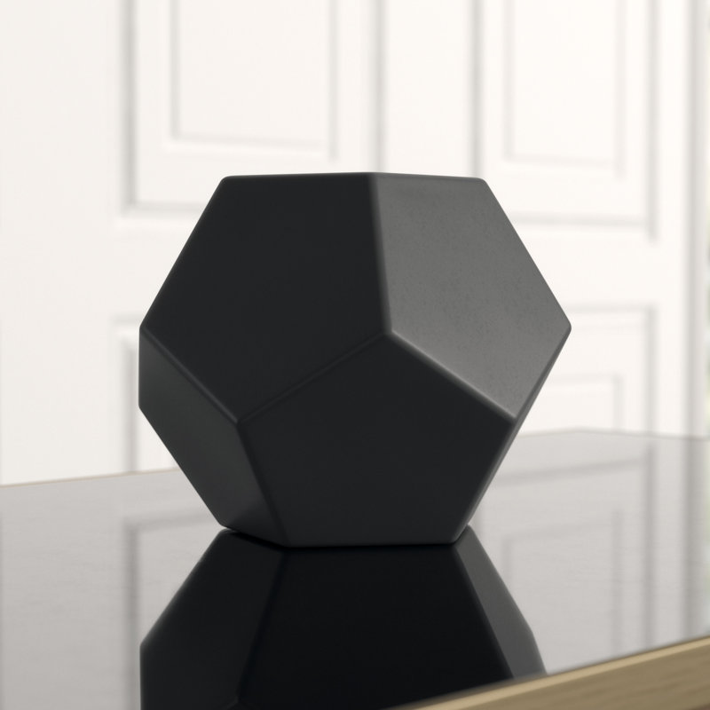 Faceted Table Vase, 4" H x 4.5" W x 4.5" D, Black