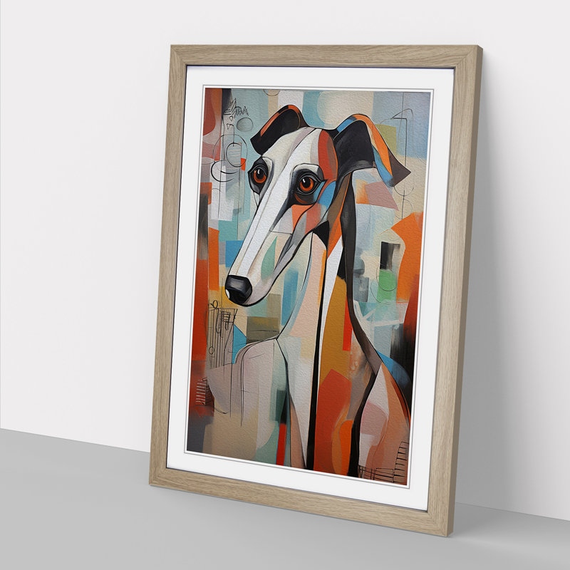 Whippet Abstract - Framed Print, Oak, 64cm H x 46cm W x 2cm D