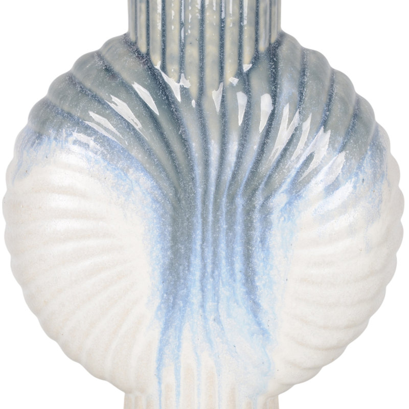 Pottery Earthenware Textured Vase with Tapered Rim and Organic Pattern, 15" H x 11" W x 5" D