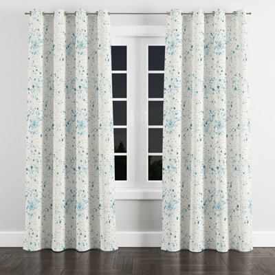 Abstract Room Darkening Curtains - Ivory Borbon Velvet Grommet Curtain - 1 Panel