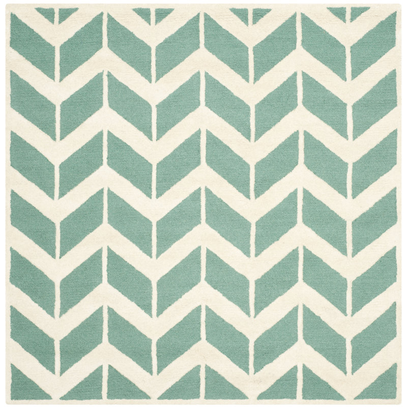 Deedgra Hand Tufted Wool Chevron Rug, Square 6'
