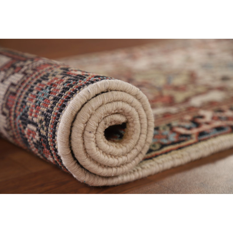 Tapis de couloir géométrique Heriz Serapi fait à la main 3 x 8