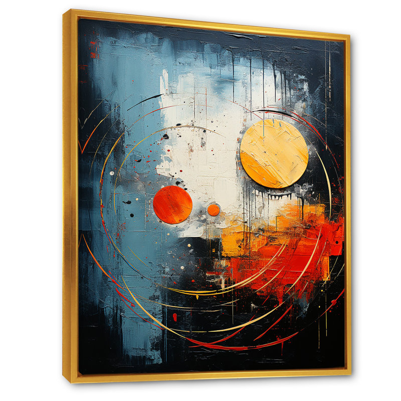 «Red and Blue Abstracted Tastes II», reproduction sur toile, Cadre flottant doré, H 32 po x l 16 po x P 1 po