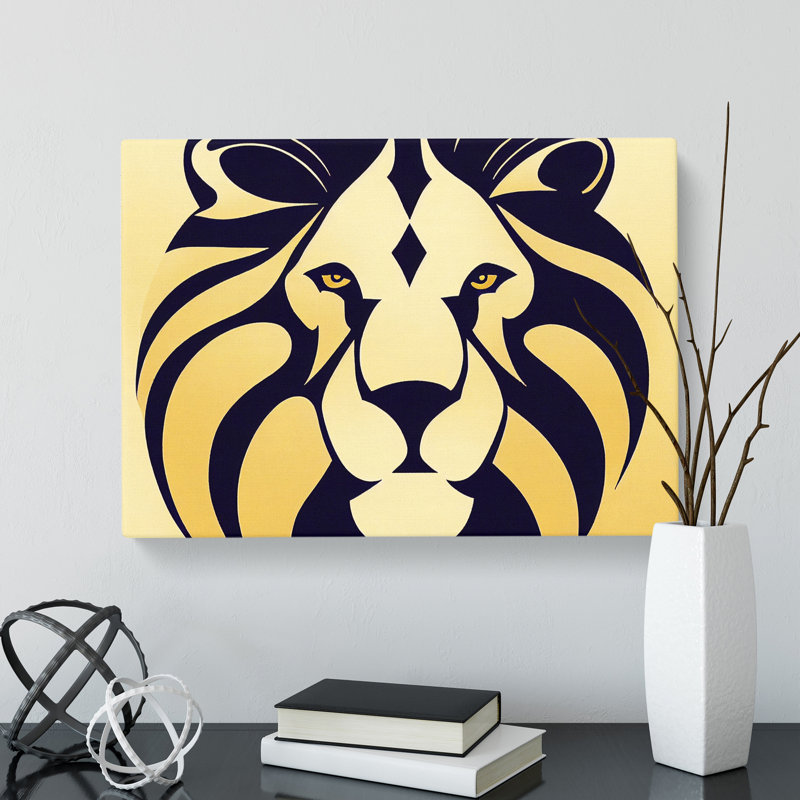 Lion Art Deco Vol.3 Abstract - Wrapped Canvas Print, 35cm H x 50cm W x 3cm D