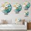 Golden Morning Glory, peinture sur fond or bleu sarcelle I - Horloge murale moderne Mid-Century-581680802