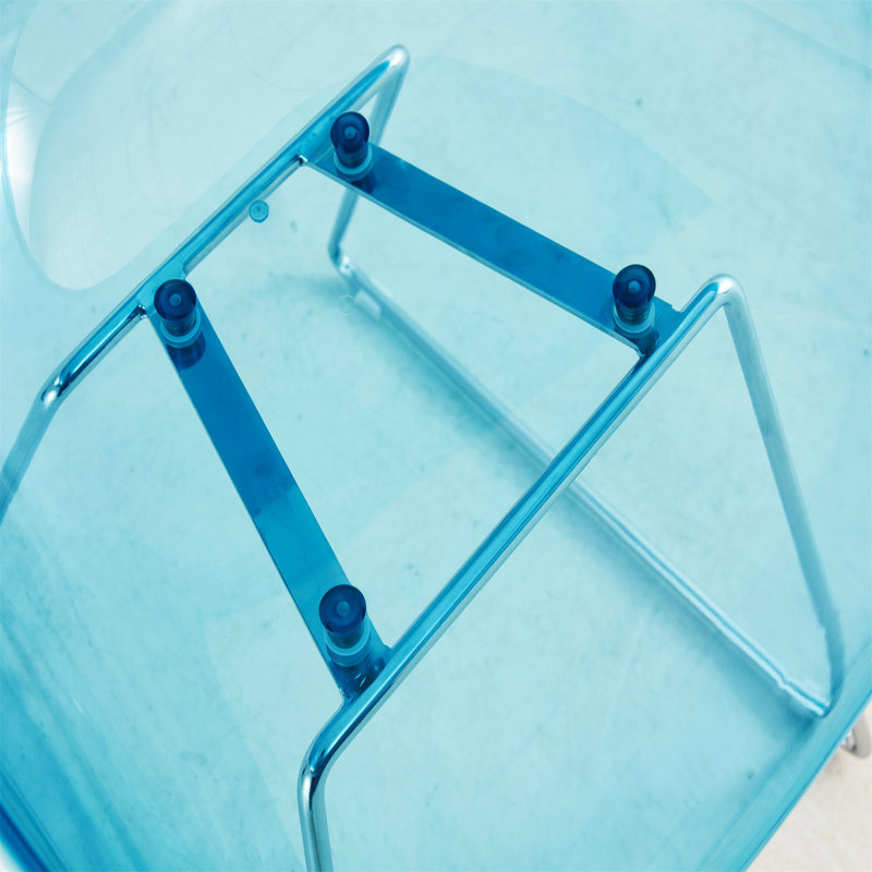 Chaise d'appoint transparente, demi-cercle, 2 pièces par ensemble, Bleu clair