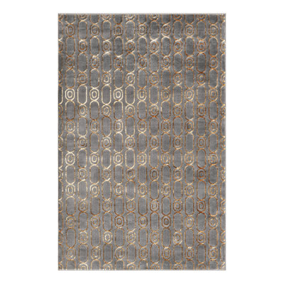 Latitude Run® Column Nikica Rug Gray and Gold