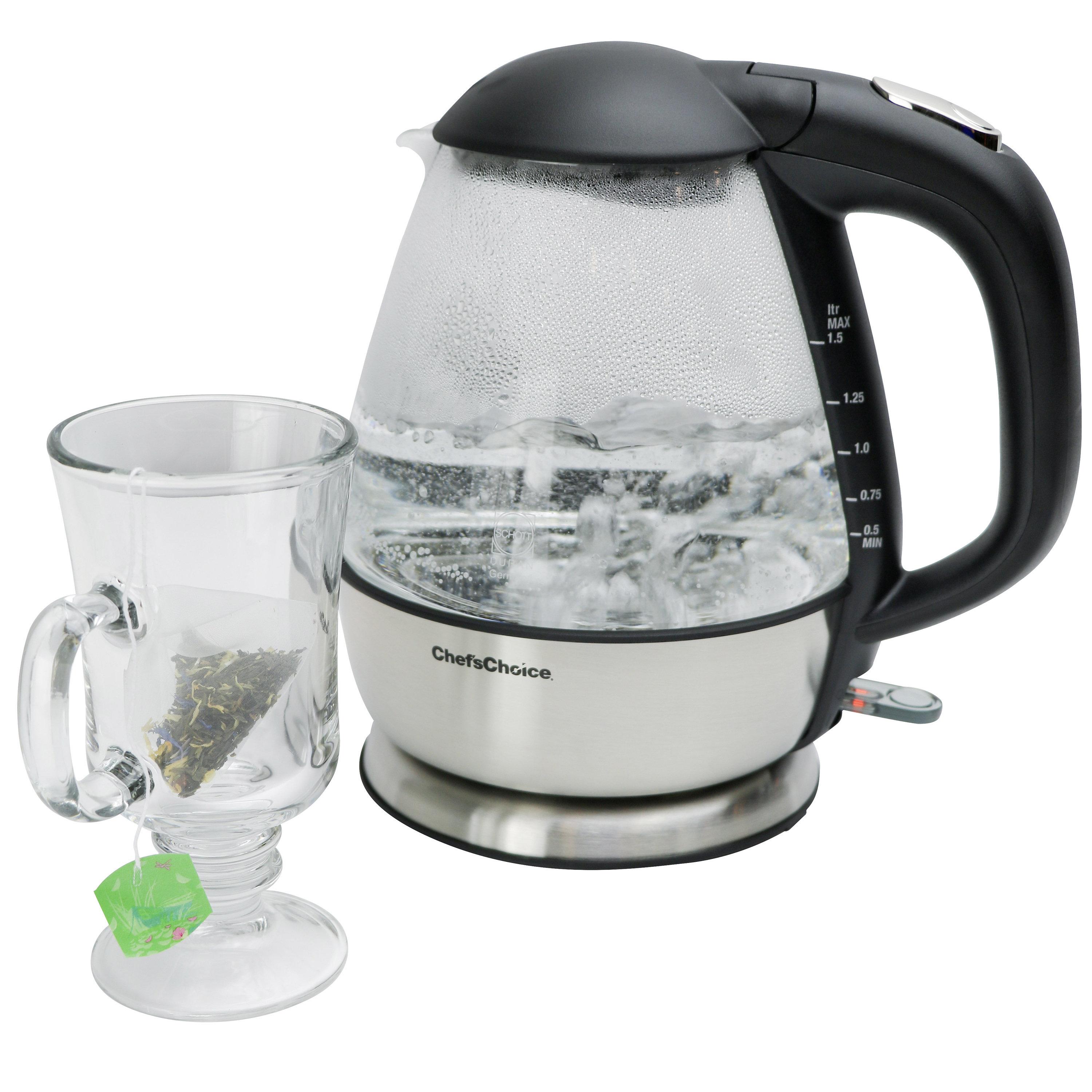 Ovente Electric Glass Kettle - 1.5 Liters - Black