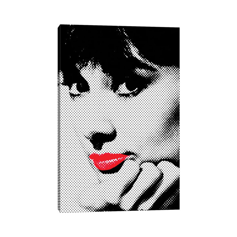 Impression d’art graphique Audrey Hepburn Red Lips par radio days, H 18 po x l 12 po x 1,5 po, Toile tendue, Pas de tapis