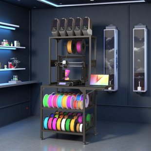 Support d'imprimante 3D, support de table d'imprimante 3D robuste avec support de filament, support de bobines en forme de T avec roues, établi pour imprimante 3D pour atelier d'impression 3D, atelier de bureau à domicile
