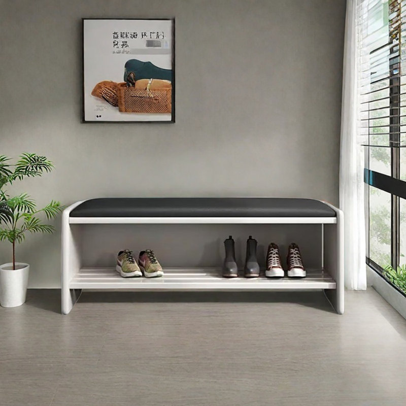 Banc de rangement pour tabouret 35,4 po, Noir / blanc