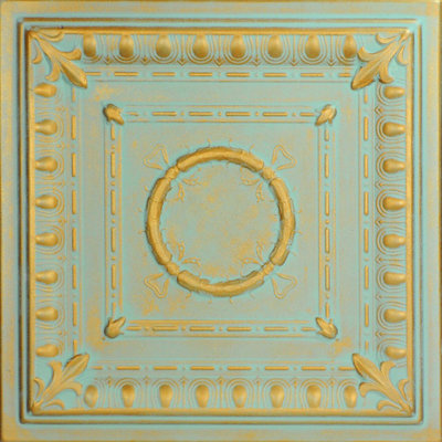 Romanesque Wreath 1.6 ft. x 1.6 ft. Polystyrene Glue-up Ceiling Tile