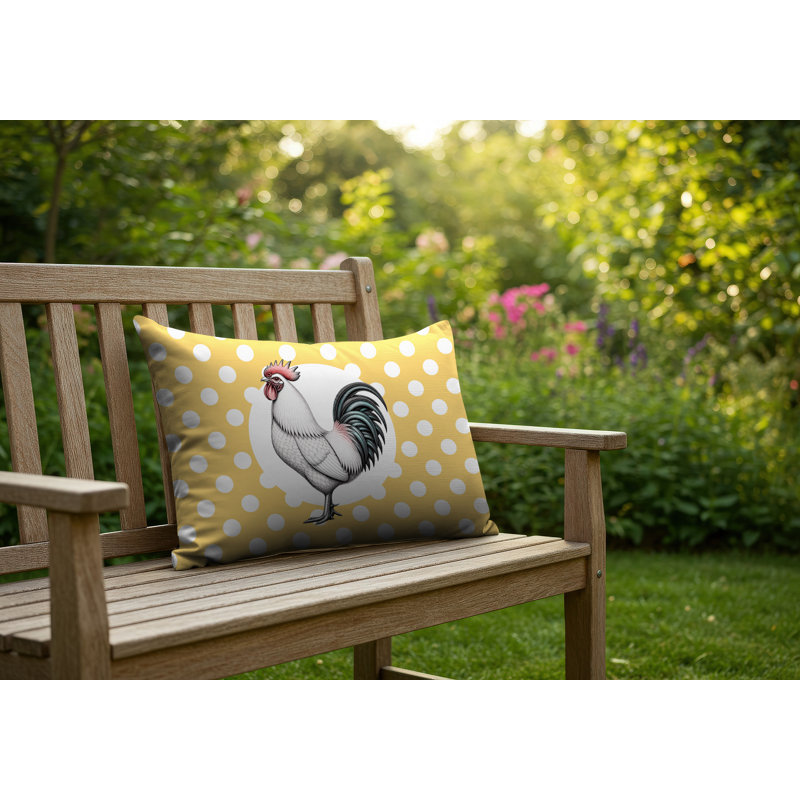 Oreiller réversible intérieur / extérieur Rooster, 25 x 18, Jaune