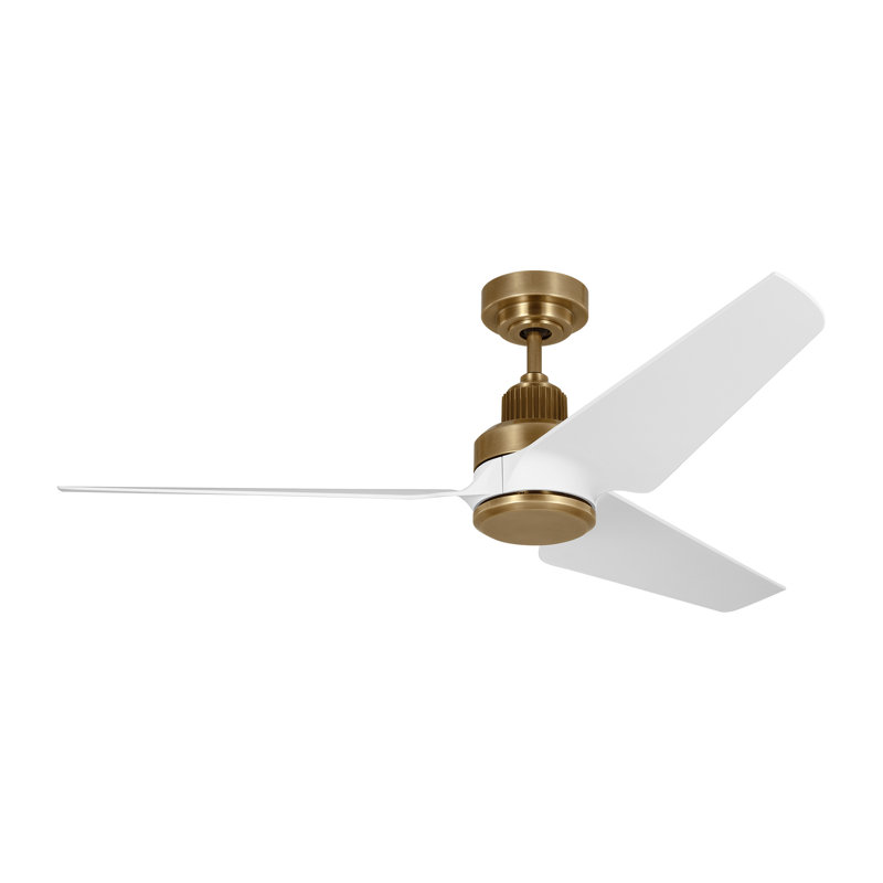 Smart LED Downrod Ceiling Fan, Hand Rubbed Brass
