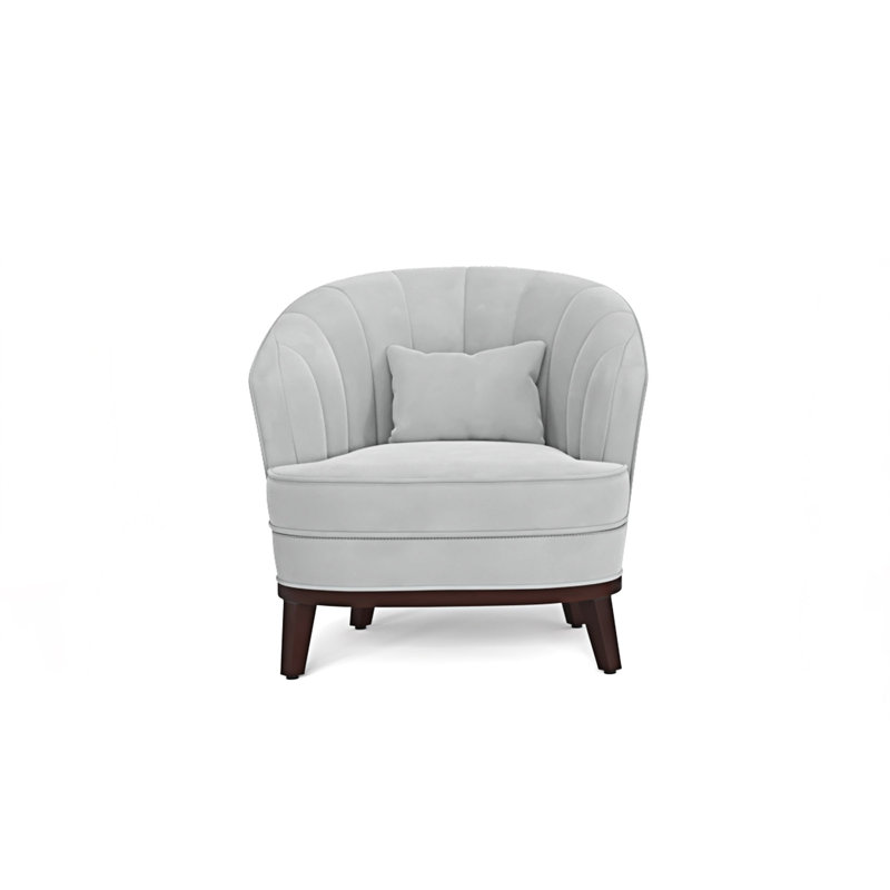 Chaise d'appoint rembourrée demi-tonneau, Gris clair