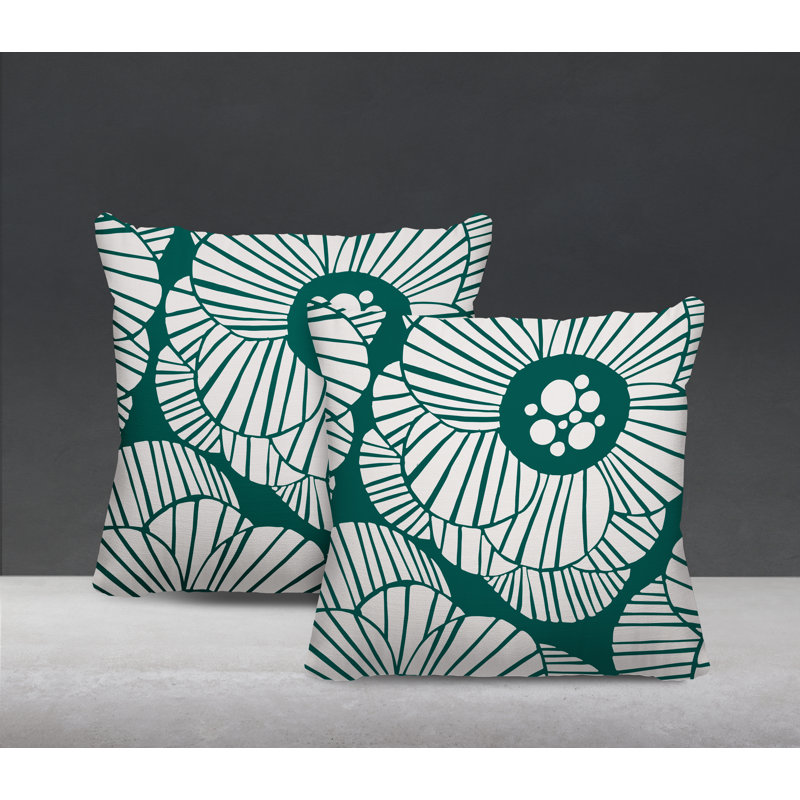 Housse et insert de coussin décoratif intérieur / extérieur en mélange de polyester, L 19 po x H 19 po, Émeraude