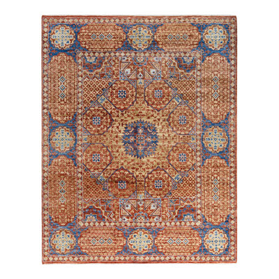 One-of-a-Kind Rectangle 8'1" X 10'3" New Age Wool Area Rug Rust/Blue