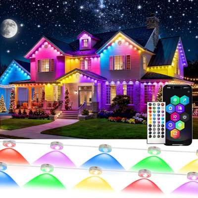 500FT Permanent Outdoor LED Strip Lights With Smart App Control, RGB+IC Color Changing Technology, IP67 Waterproof, 120 Dynamic Scene Modes For Holiday And Architectural Lighting
