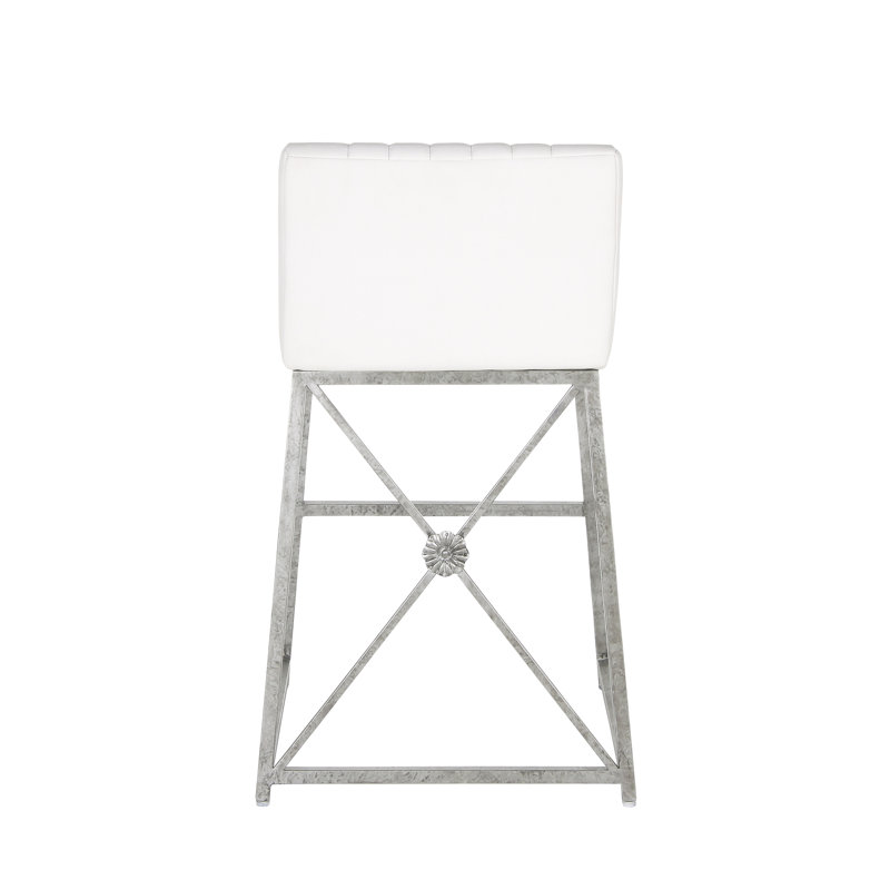 Medallion Stool, White, Royal Silver, Counter Stool (26'' Seat Height)