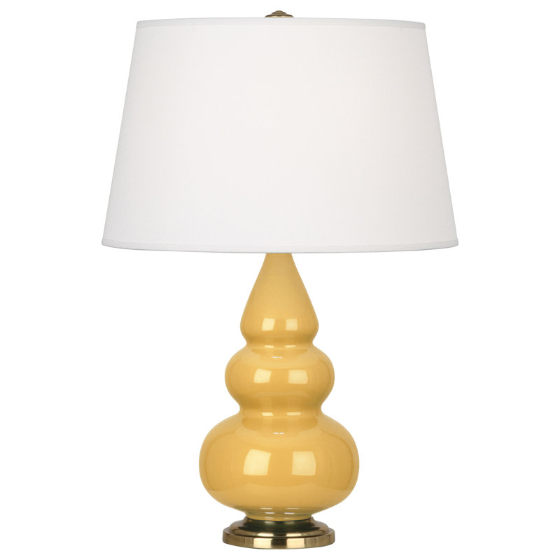 Small Triple Gourd Ceramic Table Lamp, Sunset Yellow/Antique Brass, Antique Brass