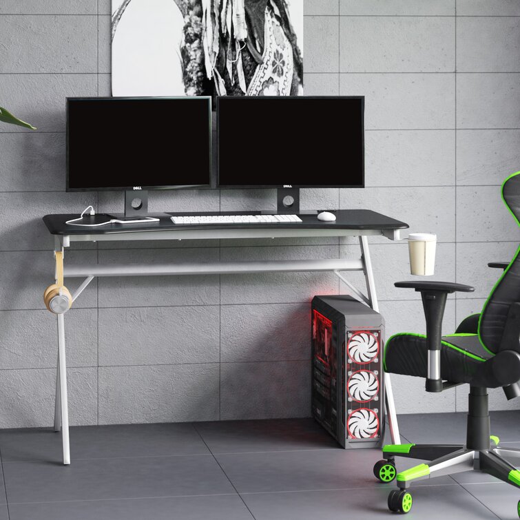  Safco Ultimate Computer Gaming Desk, with LED Lighting, Cup  Holder and Headphone Hook 47.2”W x 23.6”D x 29.5”H : Home & Kitchen