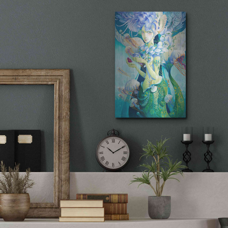 «Aquatic Coffee Break» par David Galchutt, art mural en métal, H 16 po x l 12 po