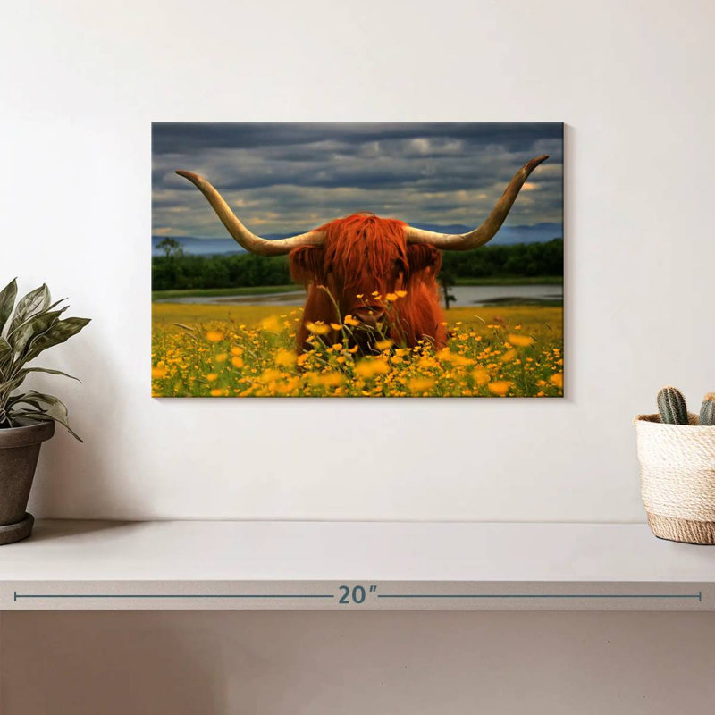 Brampt Floral Highland Cow, H 8 po x l 12 po