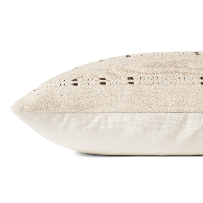 Beige and Terracotta Lumbar Pillow with Polyester Insert