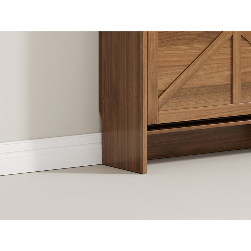 Armoire à chaussures style campagne l 30 po avec 2 tiroirs rabattables et 2 tiroirs, Brun