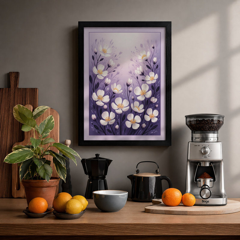 Ethereal Floral Abundance Botanical - Framed Print, A1 - 84.1 x 59.4 cm, Black