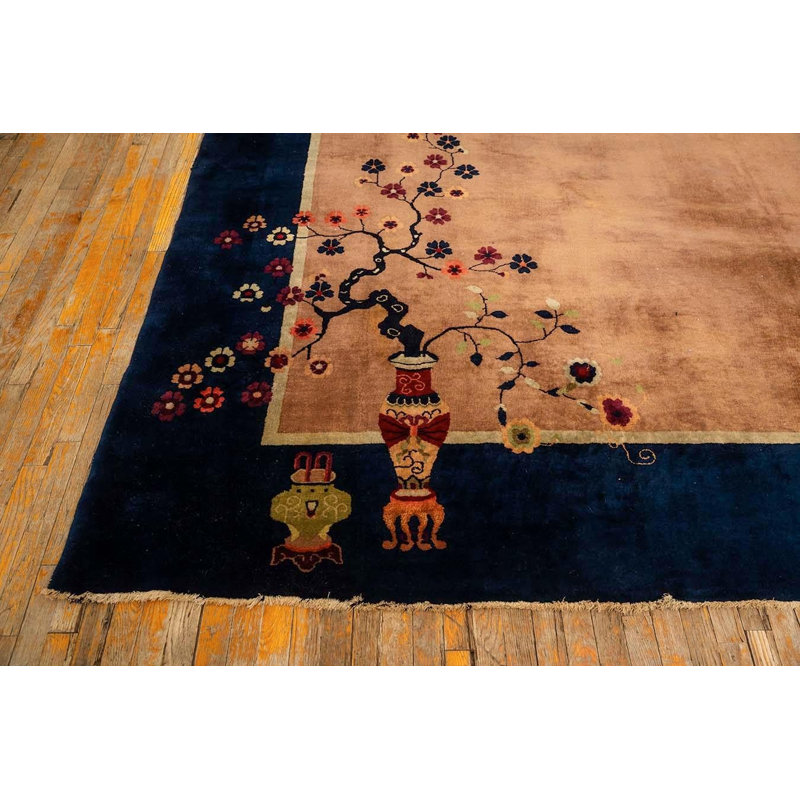 Tapis art déco chinois en laine de grande taille des années 1920