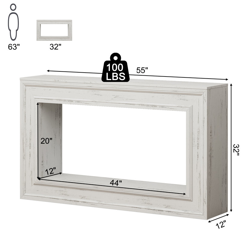 Console de 55 po avec éclairage à DEL, tables d'entrée en bois, tables de canapé, Blanc