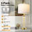 28" Modern Glass Table Lamp with Night Light, USB & Type-C Charging Ports, White Fabric Shade, 2-Light Design-496970716