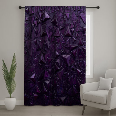 Rideaux de fenêtre mauve à motif géométrique triangles