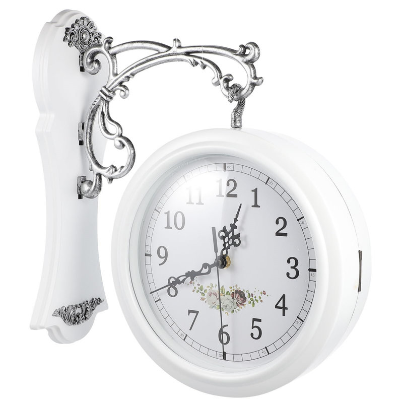 Vintage Double Sided Wall Clock, Rotatable Wall-Mounted Clock with Large Numerals