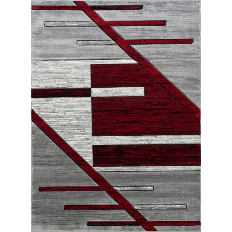 Tapis rouge / gris Diva, Rectangle de 7 pi x 10 pi 5 po