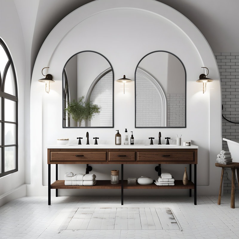 Metal Arch Mirror, Black