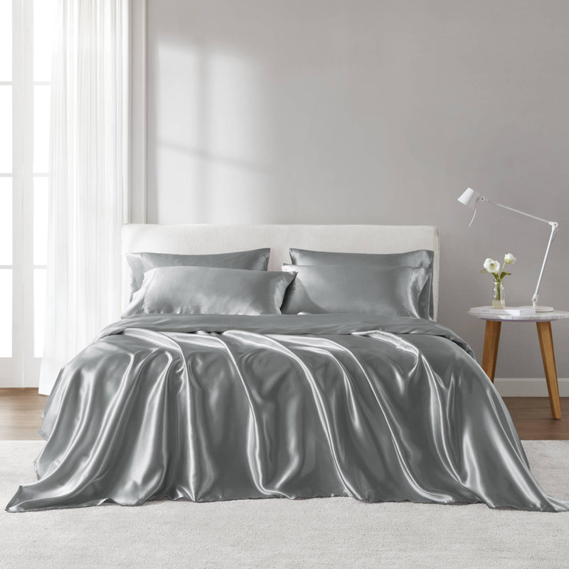 Soft Bedding Sets, Gray, Twin Duvet Cover +  4 Additional Pieces