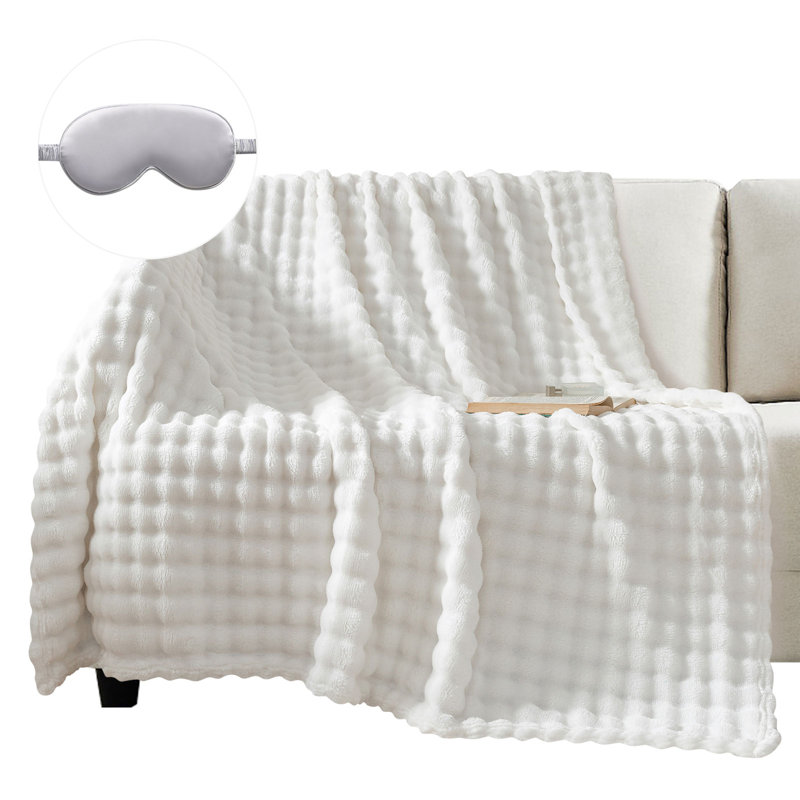 Jeté luxueux en fausse fourrure de lapin, Jeté, Beige