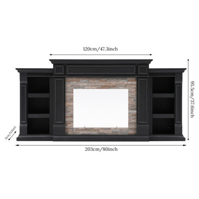 Lghm 80" Fireplace Mantel，Black