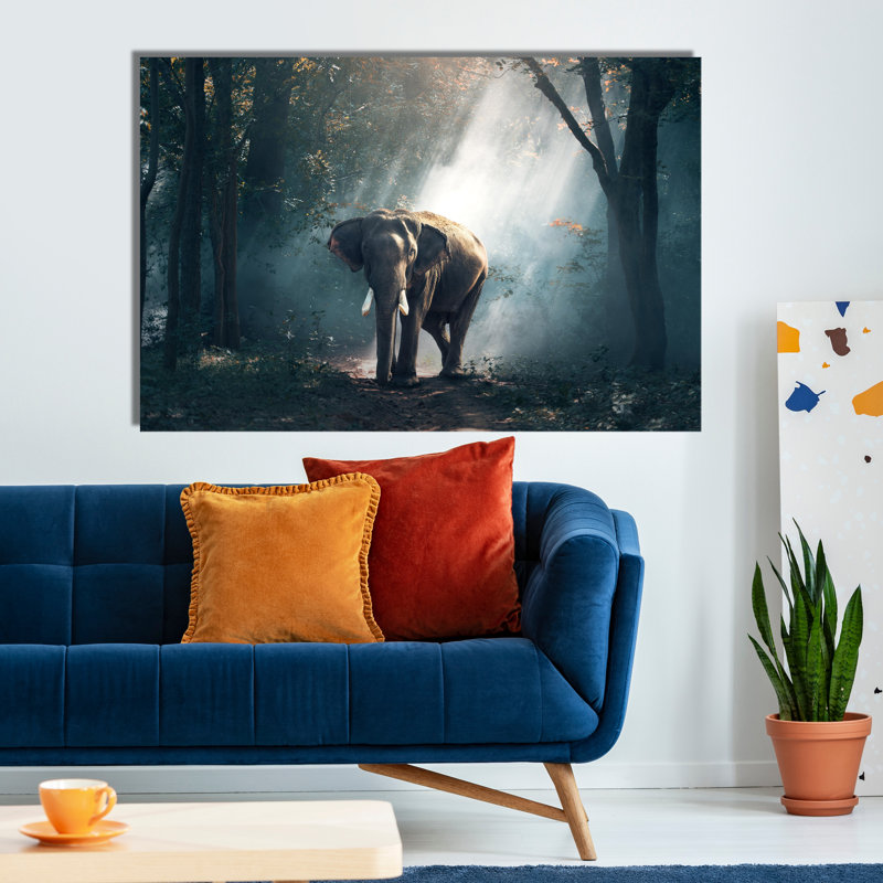 Éléphant dans la forêt, impression sur toile Wallart, Toile tendue, H 18 po x l 24 po x P 1,5 po