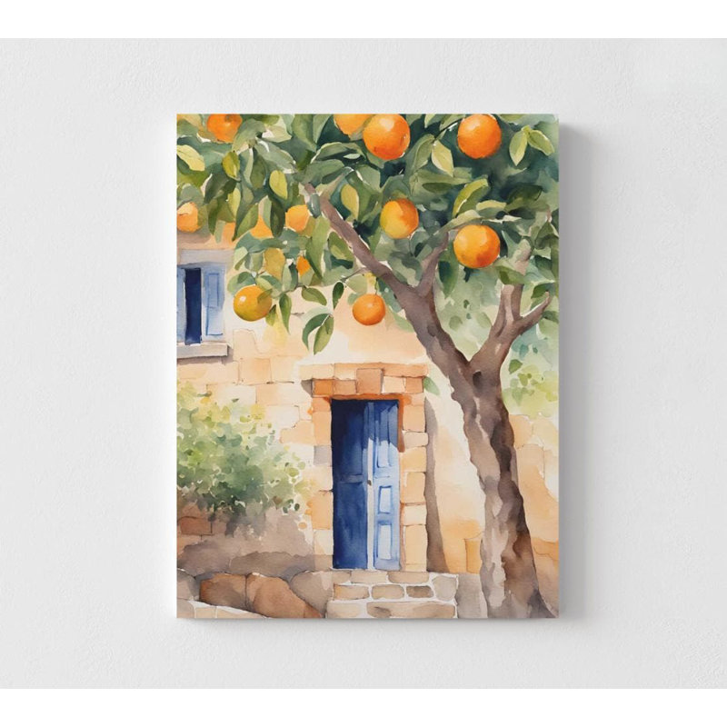 Reproduction d'art méditerranéen orangé méditerranéen, Ne s’applique pas, H 16 po x l 12 po, Impression sans cadre