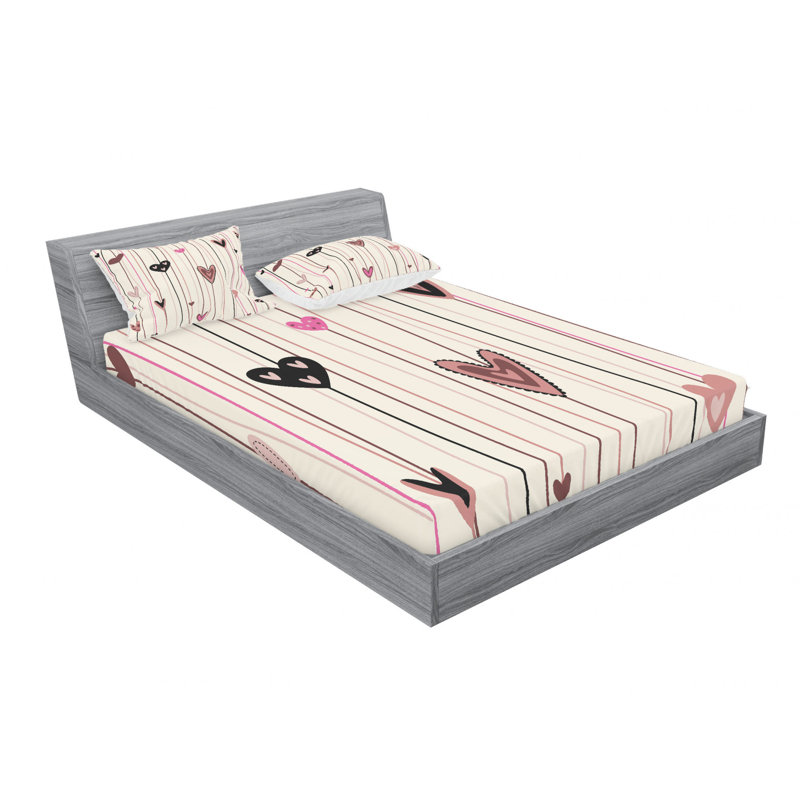 Microfiber Geometric Sheet Set, Full Sheet Set with Fitted Sheet