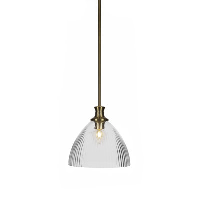 Chestle Stem Hung Pendant Shown With 10.75" Clear Ribbed Glass