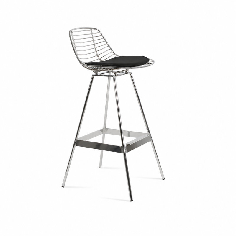 Tabouret Tiger, Noir, Argent, Bar Stool (29" Seat Height)