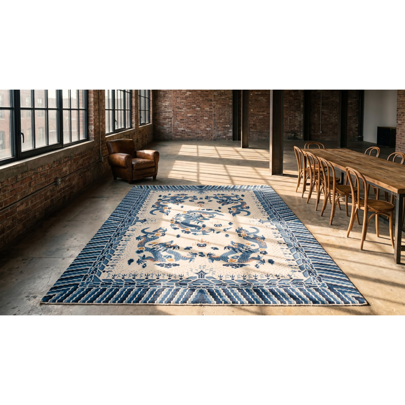 Tapis ningxia antique à cinq griffes chinois
