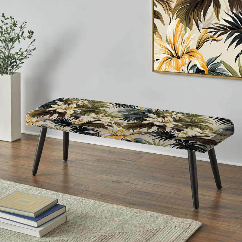 Cocoteraie motif tropical - banc rembourré noir Tropical