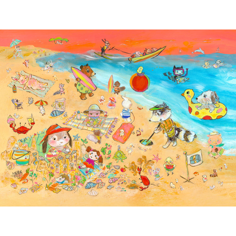 Animaux sur la côte, art sur toile, H 16 po x L 20 po x l 1,25 po